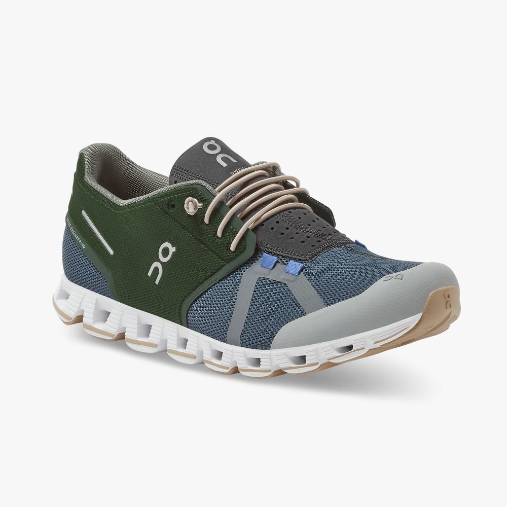 On Running Cloud Sneakers Herren Grün Blau | BAS961WJ
